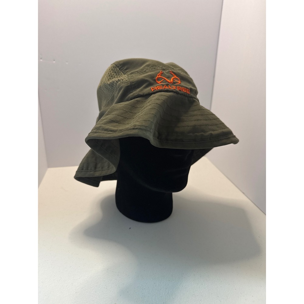Realtree Mens Olive Green Boonie Bucket Hat Mesh Fishing Hiking Sun Cap One Size
